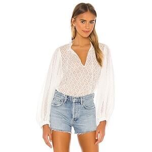 Alice + Olivia Julius Silk/Cotton Blouson-Sleeve Tunic Top off-white size large